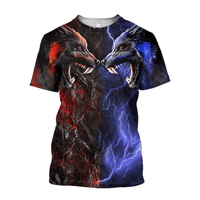 Red and blue wolf 3D hoodie shirt for men and women AM102013S