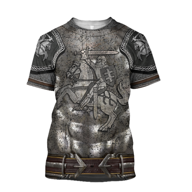 Lithuania Armor Knight Warrior Chainmail 3D All Over Printed Shirts For Men and Women AM120302-Apparel-TT-T-Shirts-S-Vibe Cosy™