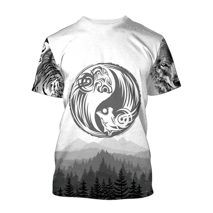 Wolf and tiger 3d hoodie shirt for men and women AM102034