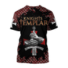 Knight templar 3D all over printed shirt and short for men and women