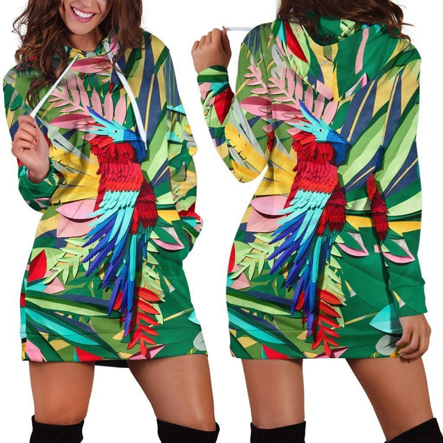 All Over Printed Parrot PHL1150 Hoodie Dress-Apparel-PHL-Hoodie Dress-S-Vibe Cosy™