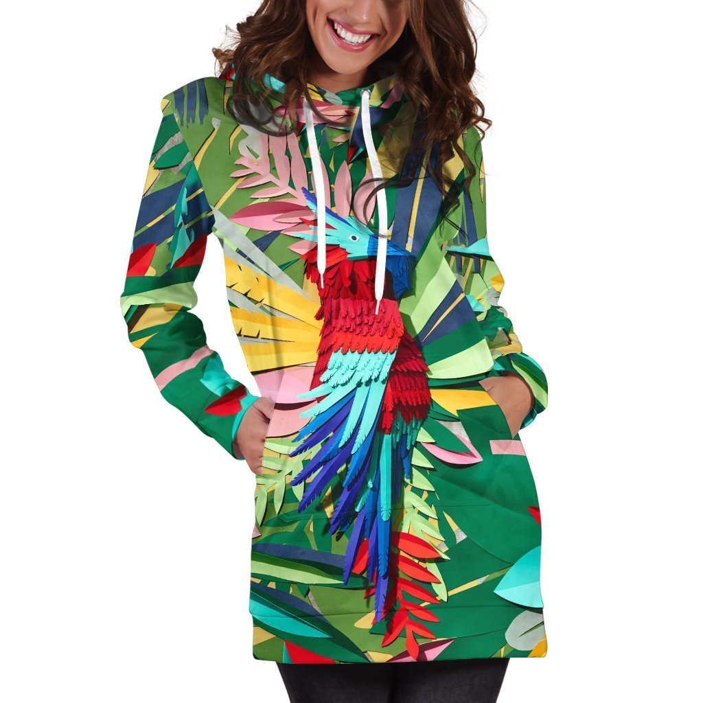 All Over Printed Parrot PHL1150 Hoodie Dress-Apparel-PHL-Hoodie Dress-S-Vibe Cosy™