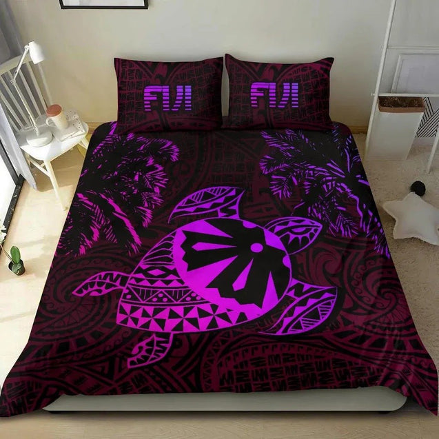 Fiji Islands Purple Tapa Melanesia Bedding Set