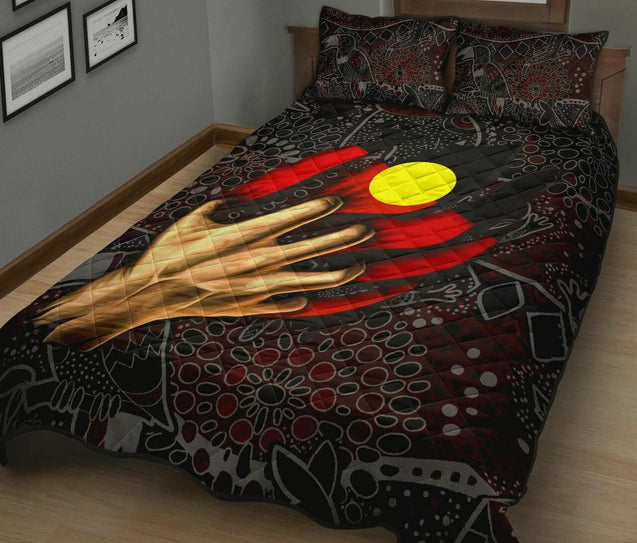 Aboriginal Flag Inside Aboriginal Art Quilt Bedding Set