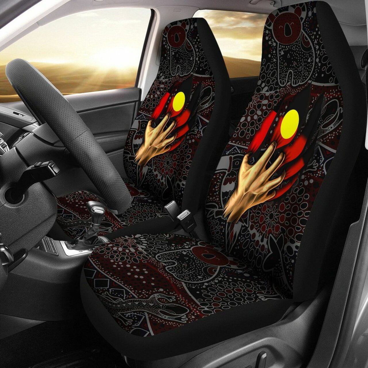 Aboriginal Flag Inside Aboriginal Art 3D design print Car Seat Covers