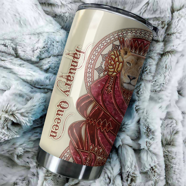 January Queen Lion Custom Name Tumbler