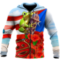 Puerto Rico Cute Caribbean Frog With Maga Flower Shirts QB06222001-Apparel-TQH-Zipped Hoodie-S-Vibe Cosy™