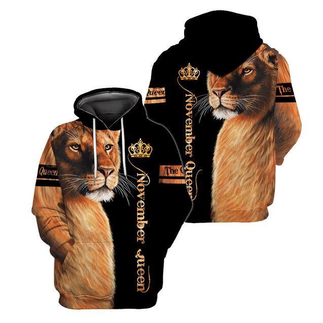 November Lion Queen 3D All Over Printed Shirt for Women