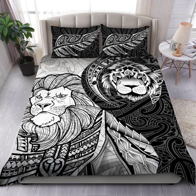 Lion maori tattoo silver fern bedding set-Bedding-PL8386-Twin-Vibe Cosy™