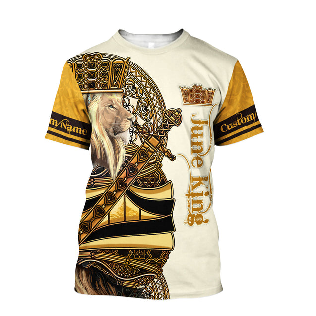 Custom Name June King Lion 3D All Over Printed Unisex Shirts