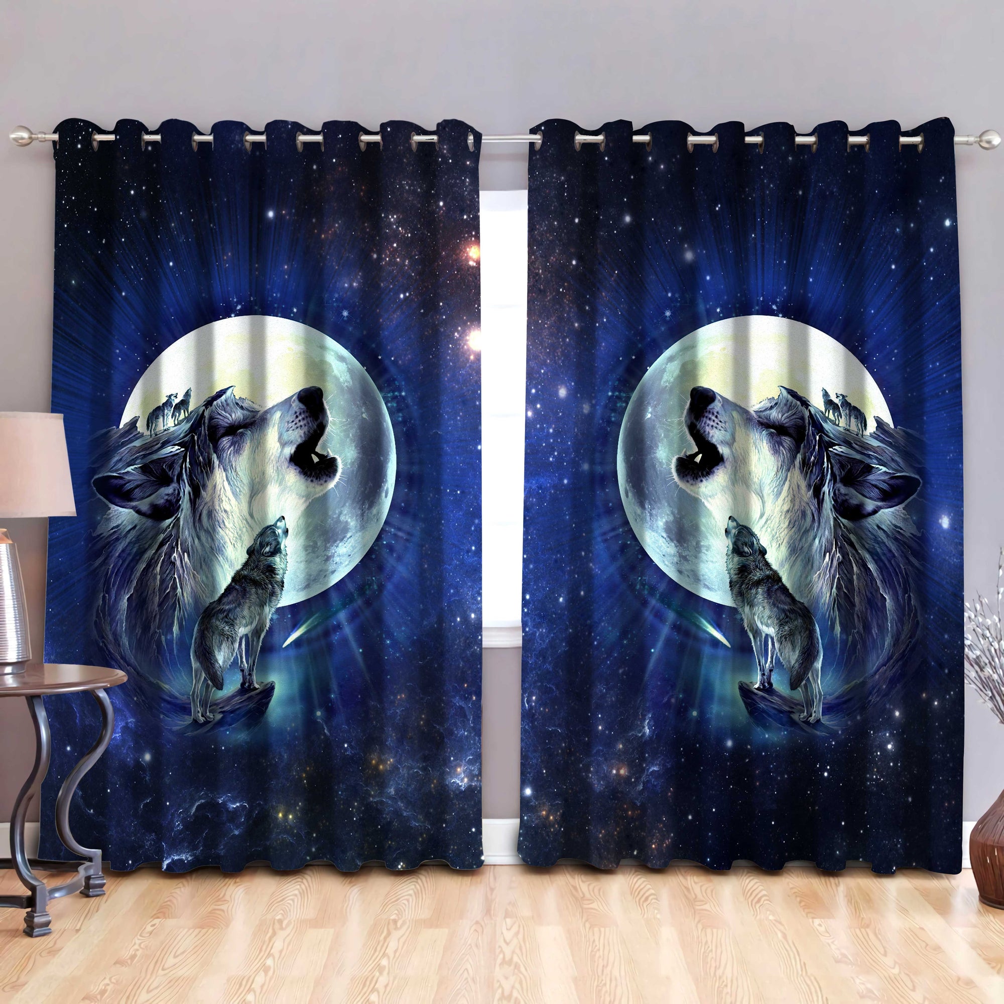 Wolf 3D All Over Printed Window Curtains