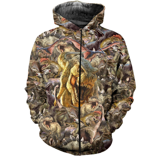 3D All Over Printed Dinosaurs Collection Shirts and Shorts-3D All Over Printed Clothes-HP Arts-Zipped Hoodie-XS-Vibe Cosy™