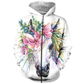 3D All Over Printed Unicorn and Flower Art Shirts and Shorts-Apparel-6teenth World-ZIPPED HOODIE-S-Vibe Cosy™
