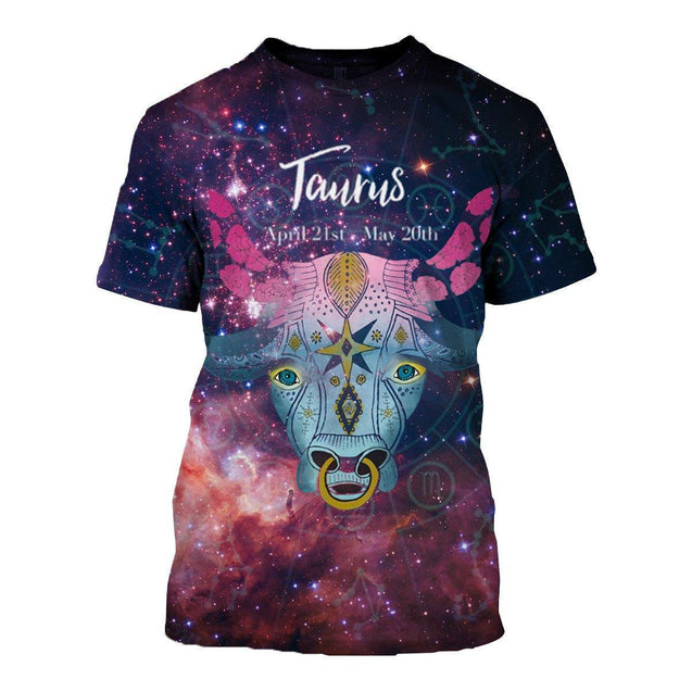 3D ALL OVER PRINTED TAURUS ZODIAC T SHIRT HOODIE NTH150846-Apparel-NTH-T-Shirt-S-Vibe Cosy™