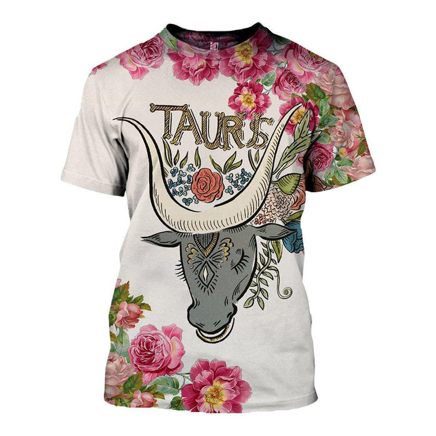 3D ALL OVER PRINTED TAURUS ZODIAC T SHIRT HOODIE NTH150847-Apparel-NTH-T-Shirt-S-Vibe Cosy™