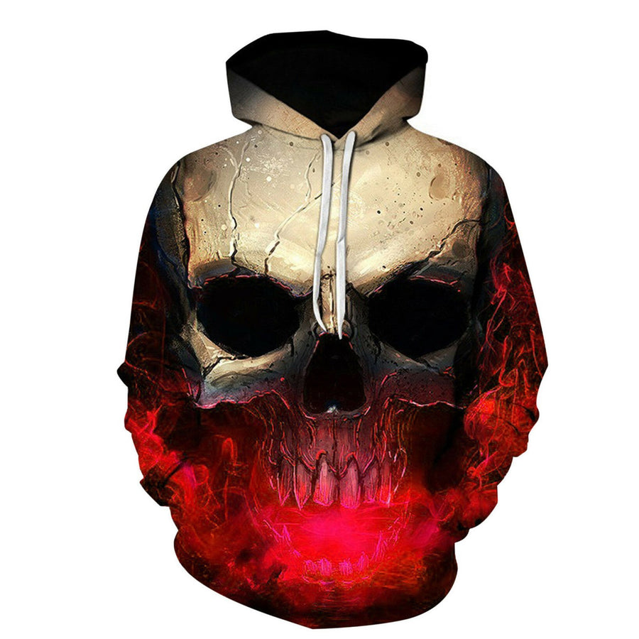 3D Effect Skull Print Pullover Hoodie Red HC0605-Apparel-Huyencass-Hoodie-S-Vibe Cosy™