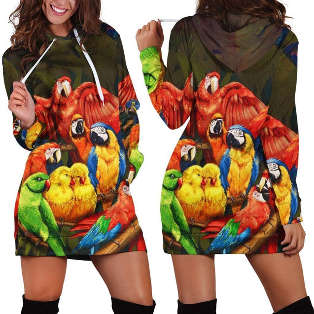 3D Printed Parrots Tops 1152 Hoodie dress-Apparel-PHL-Hoodie Dress-S-Vibe Cosy™