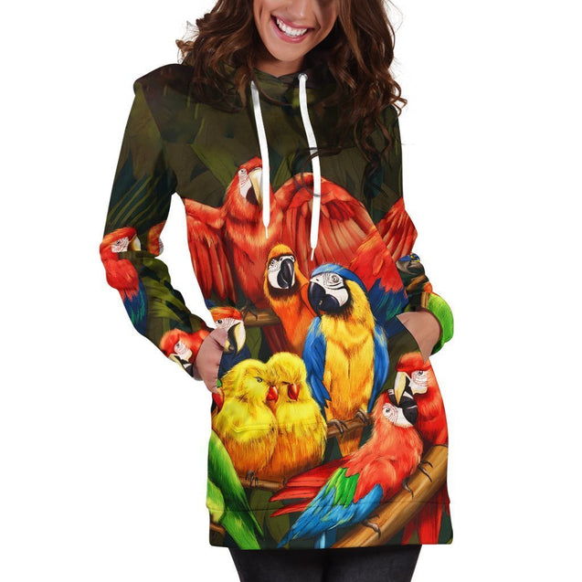 3D Printed Parrots Tops 1152 Hoodie dress-Apparel-PHL-Hoodie Dress-S-Vibe Cosy™