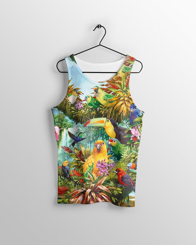 3D Printed Parrots Top 1-Apparel-PHL-Tank top-S-Vibe Cosy™