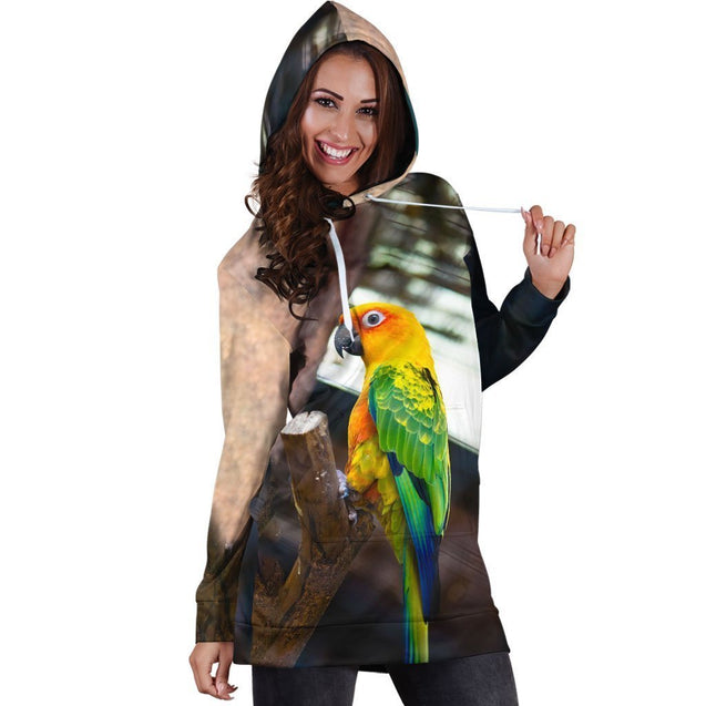 All Over Printed Parrots Hoodie Dress H2439B-Apparel-HbArts-Hoodie Dress-S-Vibe Cosy™