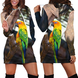 All Over Printed Parrots Hoodie Dress H2439B-Apparel-HbArts-Hoodie Dress-S-Vibe Cosy™