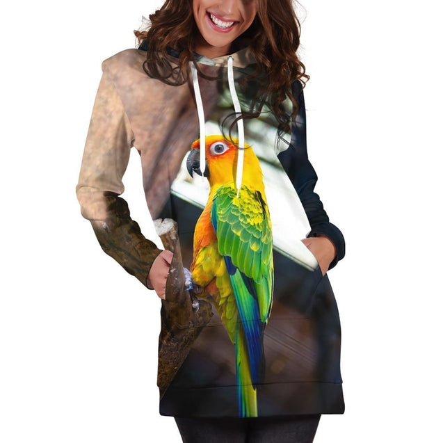 All Over Printed Parrots Hoodie Dress H2439B-Apparel-HbArts-Hoodie Dress-S-Vibe Cosy™