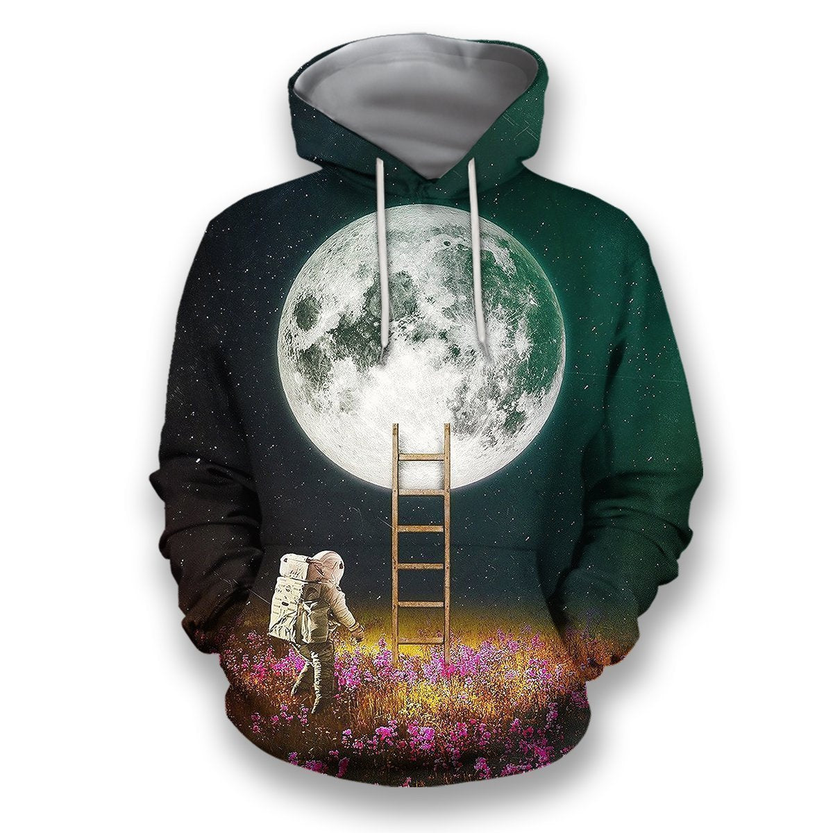 3D all over print girl growing flower on the moon-Apparel-HbArts-Hoodies-S-Vibe Cosy™