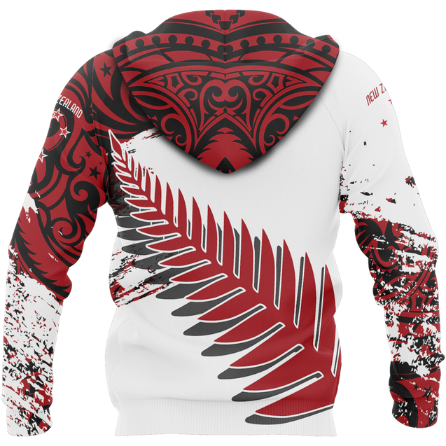 New Zealand Maori Fern Red Edition Zip Hoodie HC0802-Apparel-Huyencass-Hoodie-S-Vibe Cosy™