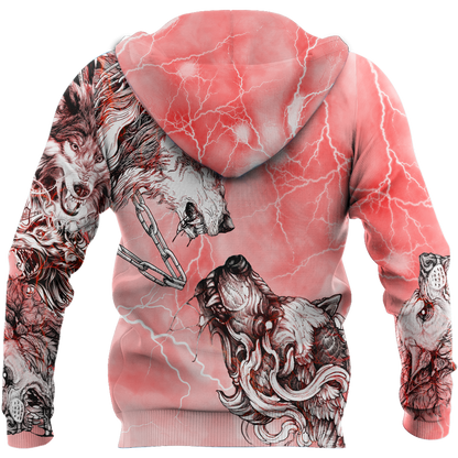 Tattoo Red Wolf 3D All Over Printed Hoodie For Men and Women DAST24102000