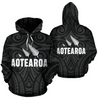 New Zealand - Aotearoa Maori Three Silver Fern Th9-Apparel-Khanh Arts-Hoodie-S-Vibe Cosy™