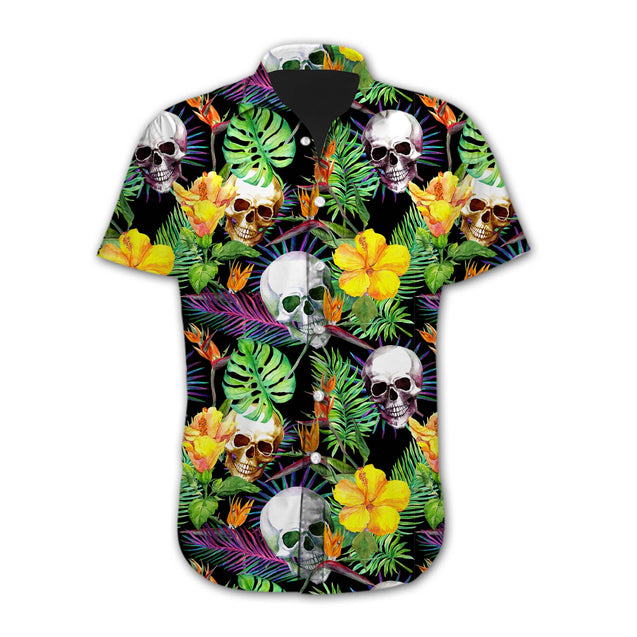 Hawaii Flower Skull Beach Sleeves Shirt TP31072002-Apparel-TP-SHIRT-S-Vibe Cosy™