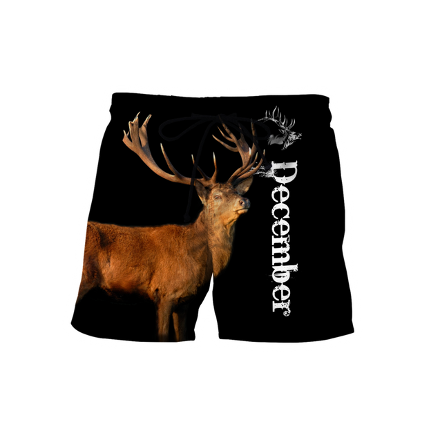 Premium December Deer Customize Name 3D All Over Printed Shirts