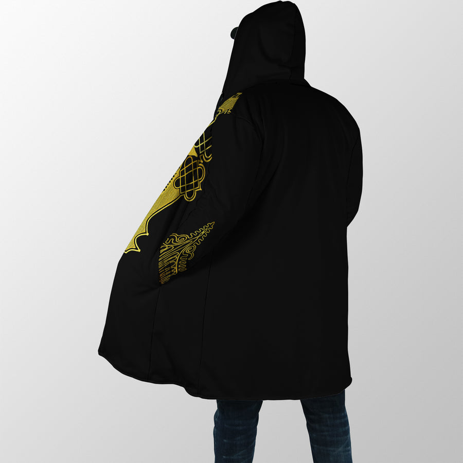 Black Panther Classic African Golden Pattern 3D All Over Printed Zipped Cloak For Men and Women