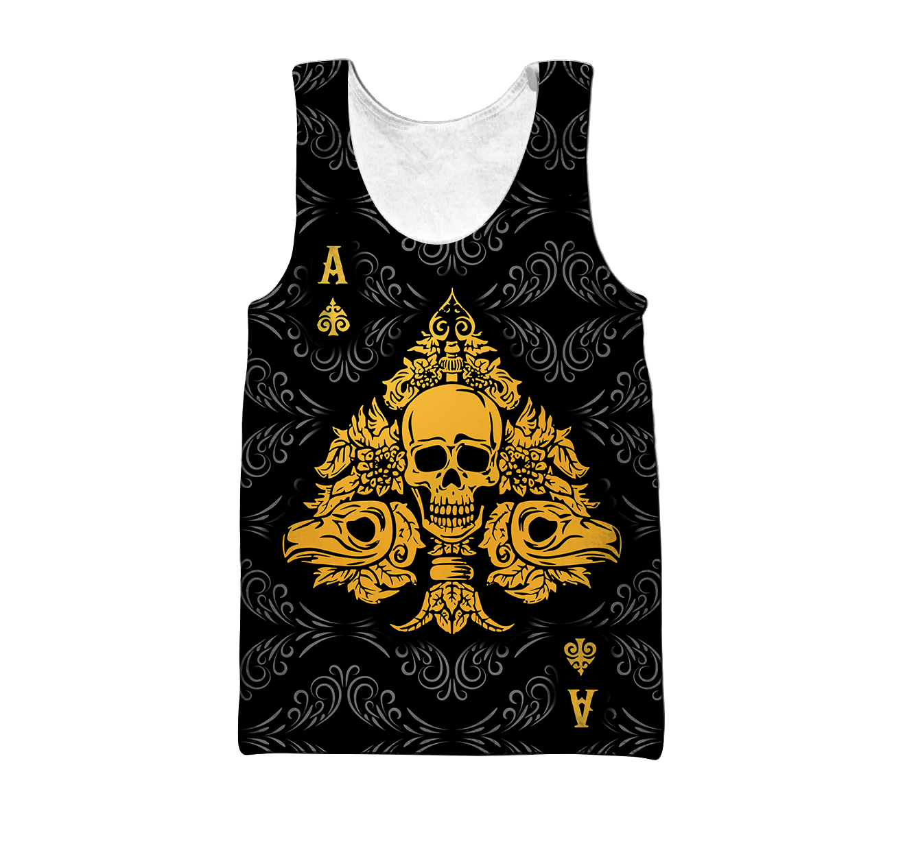 3D Ace Spade Skull Poker Over Printed Hoodie