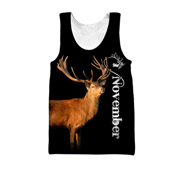 Premium November Deer Customize Name 3D All Over Printed Shirts