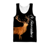 Premium November Deer Customize Name 3D All Over Printed Shirts