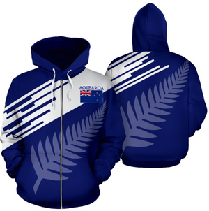 New Zealand - Aotearoa Hoodie Silver Fern Zip-Up-TH5-Apparel-Khanh Arts-Zipped Hoodie-S-Vibe Cosy™