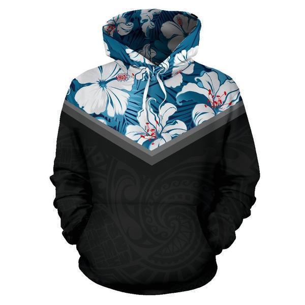 Hawaii Vintage Pattern Hoodie Youth Blue Hibiscus - AH - J9-ALL OVER PRINT ZIP HOODIES (P)-Phaethon-Hoodie-S-Vibe Cosy™