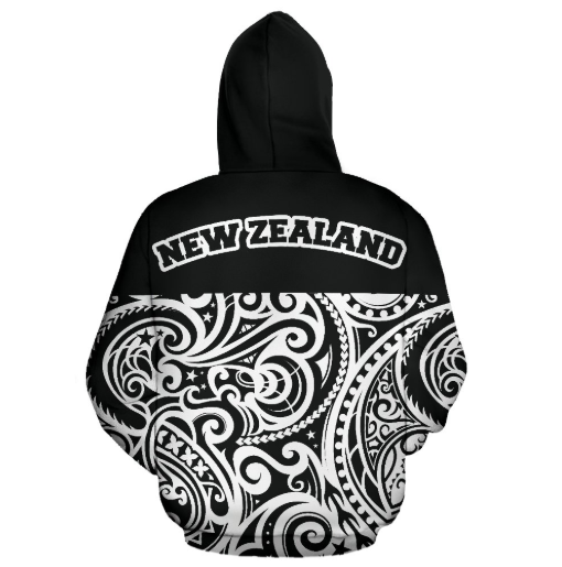 New Zealand - Aotearoa Pullover Hoodie (BlackWhite) A0-Apparel-Khanh Arts-Hoodie-S-Vibe Cosy™