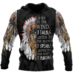 Wolf Native American Hoodie 3D All Over Printed Shirts