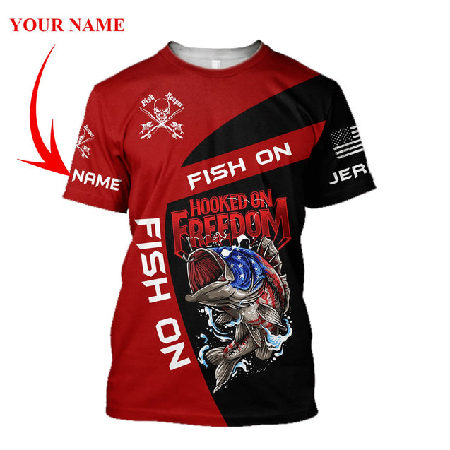 Hooked on Freedom - Custom Name Fishing 3D printed shirts for men and women