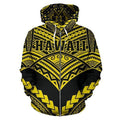 Hawaii Polynesian Tribal Hoodie - New Warrior Style Yellow Color - AH J1-ALL OVER PRINT HOODIES (P)-Phaethon-Zip Hoodie-S-Vibe Cosy™