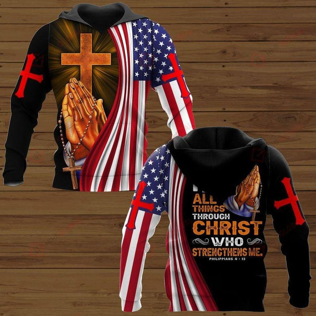 I Can Do All Things-Jesus Christ American Flag 3D All Over Printed Shirts For Men and Women TA0729210-Apparel-TA-Hoodie-S-Vibe Cosy™