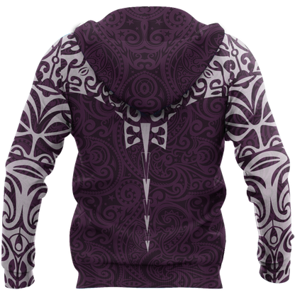 New zealand hoodie manta maori ta moko purple 3d all over printed shirt and short for man and women-Apparel-PL8386-Hoodie-S-Vibe Cosy™