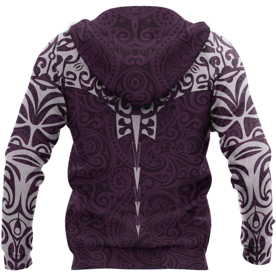 New zealand hoodie manta maori ta moko purple 3d all over printed shirt and short for man and women-Apparel-PL8386-Hoodie-S-Vibe Cosy™