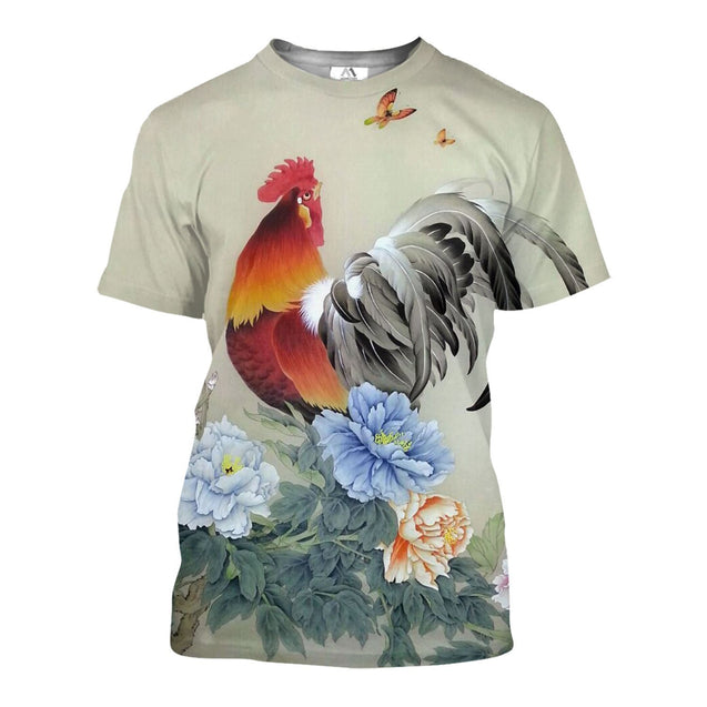 All Over Printed Chicken and flower-Apparel-Phaethon-T-Shirt-S-Vibe Cosy™