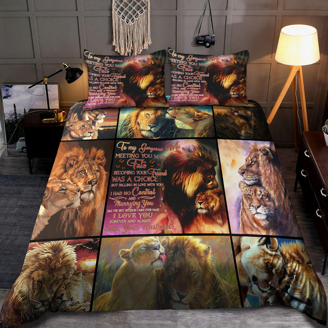 To My Wife Lion Couple  Bedding Set-MEI