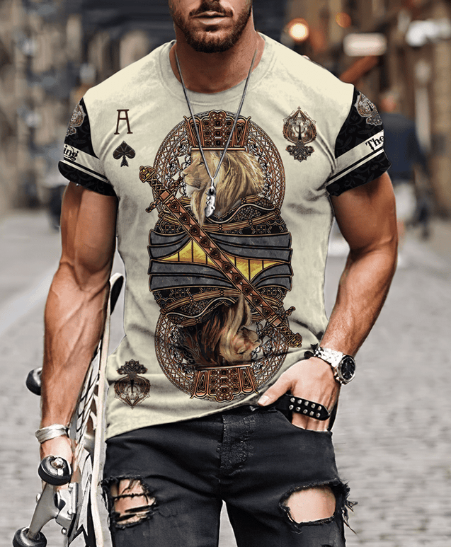 King Ace Spade Lion Poker 3D All Over Printed Unisex Shirts