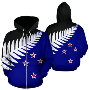 New Zealand Silver Flag Zip-Up Hoodie Th9-Apparel-Khanh Arts-Zipped Hoodie-S-Vibe Cosy™