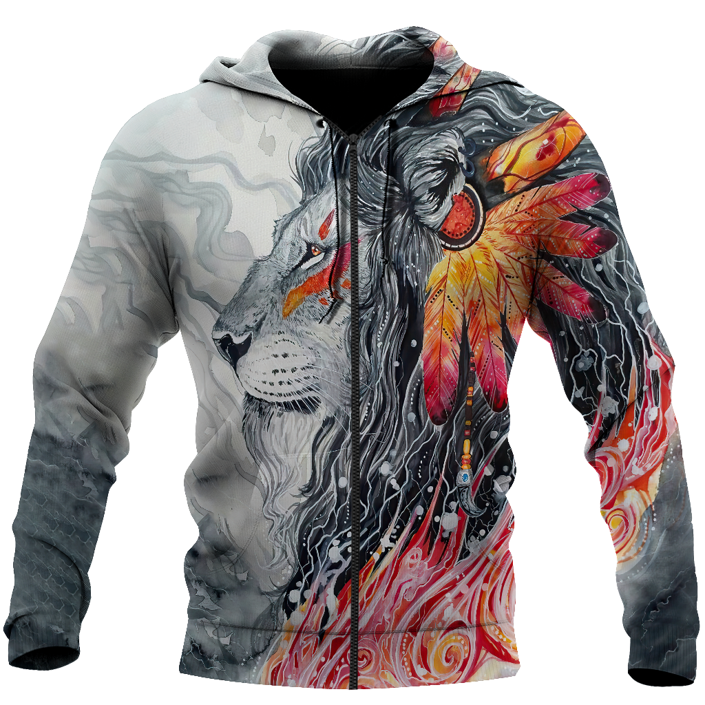 Native Lion Over Printed Hoodie